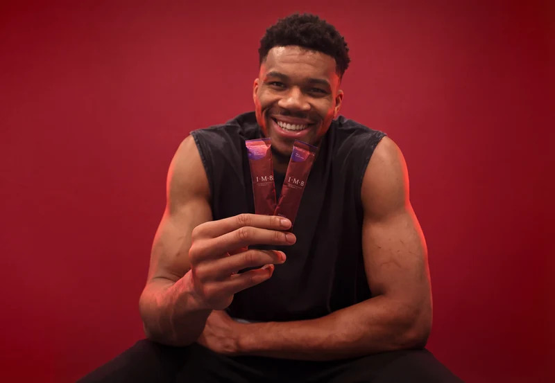 Giannis Antetokounmpo — NBA champion & MVP — with the IM8 daily set